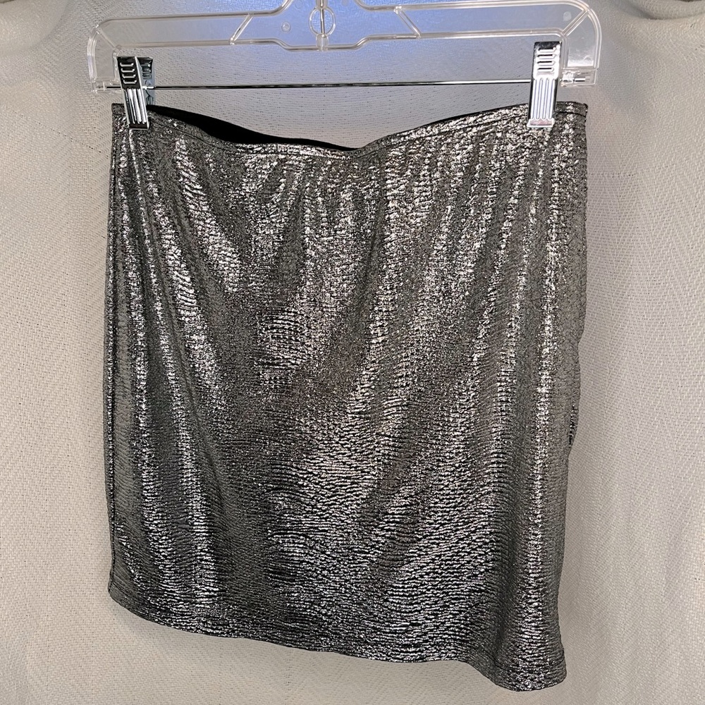 silver shimmering skirt